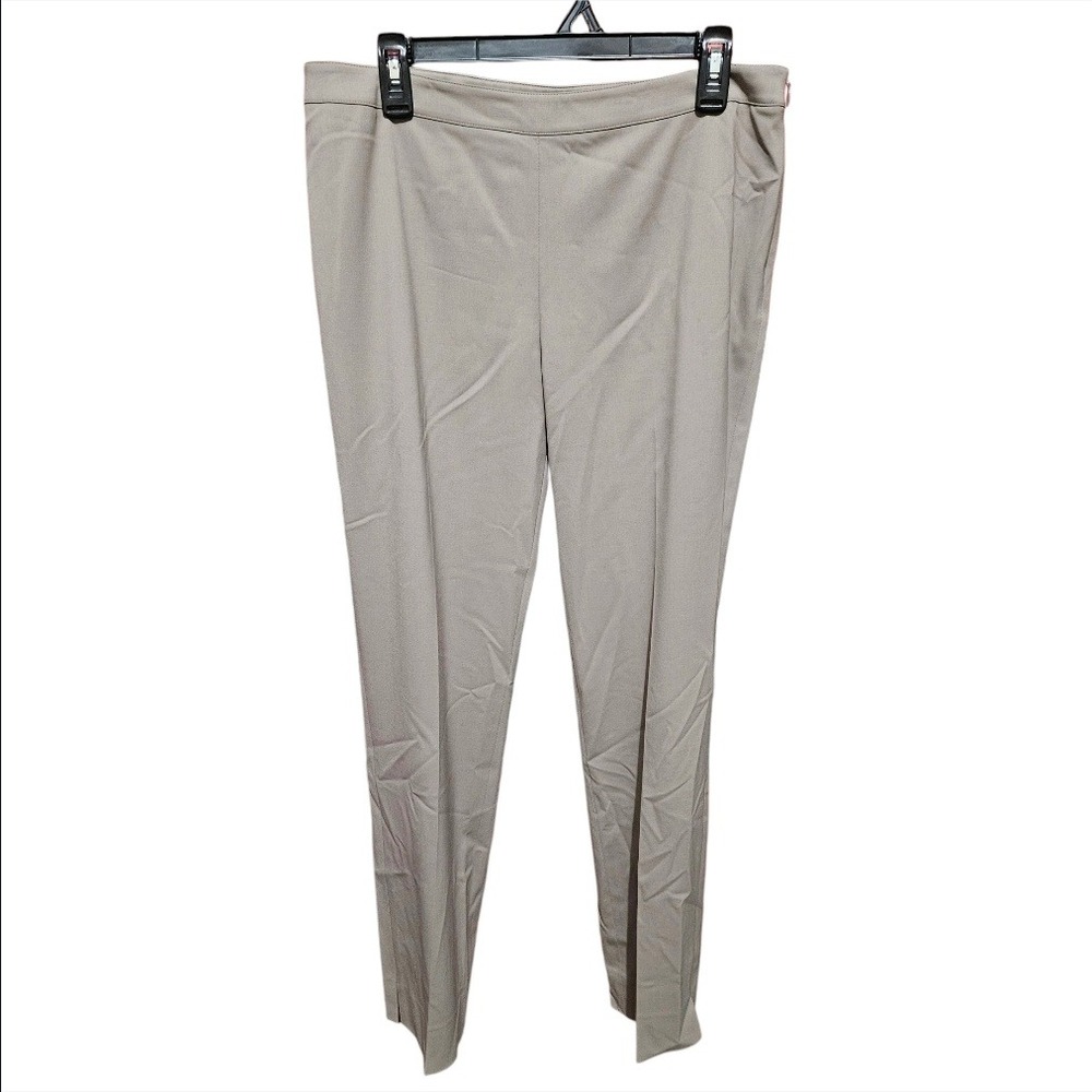 Lafayette 148 New York Bleecker Taupe Beige Side Zip Ankle Slit Pants Size 10